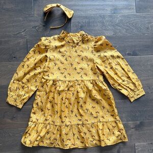 Janie and Jack Horse Kids Dress with Matching Headband- Size 7